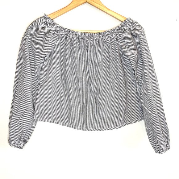 Brandy Melville Off Shoulder Theia Striped Crop Top - Picture 2 of 11